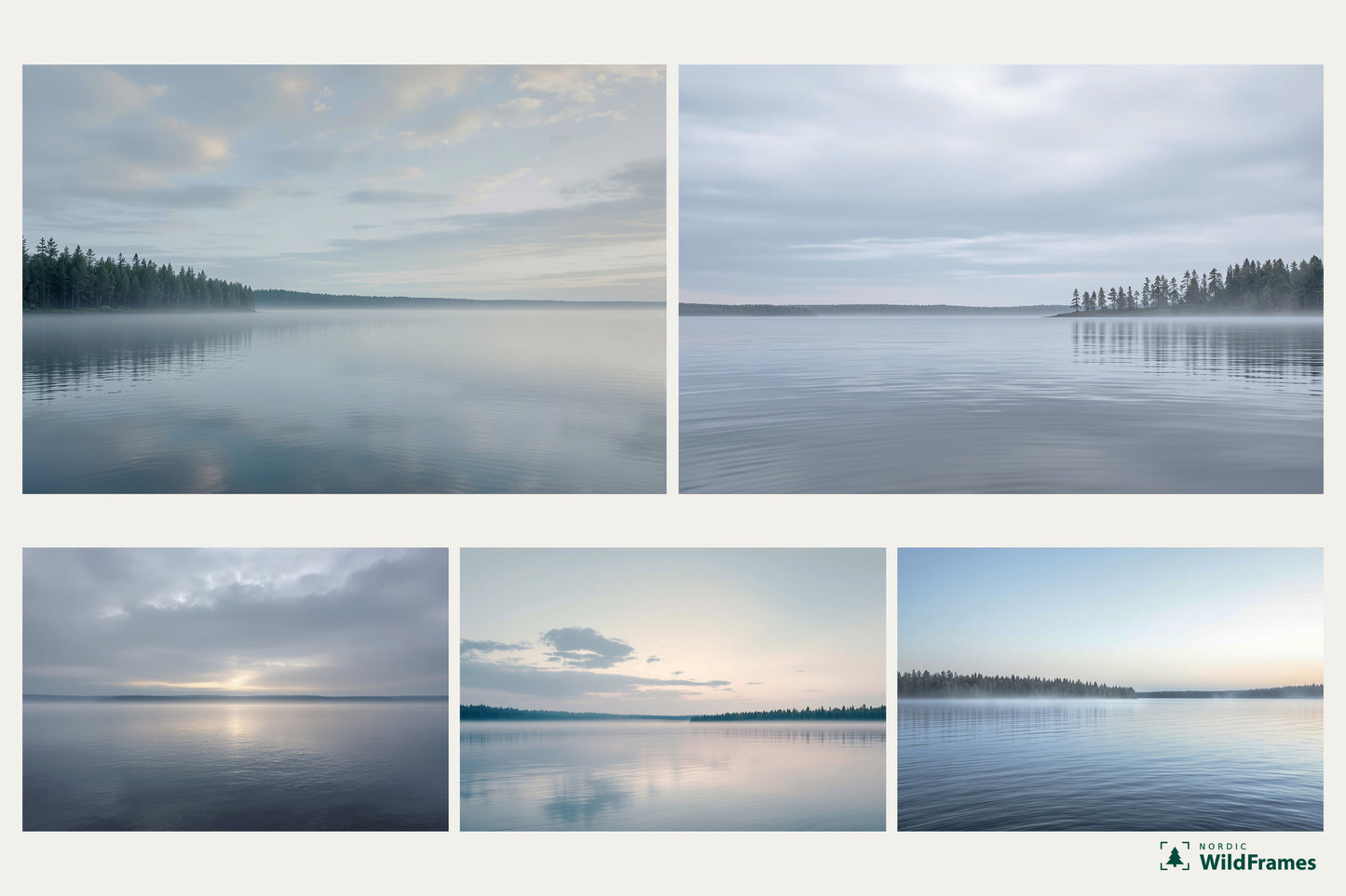 Preview grid of all five images in the Lake Calm Set